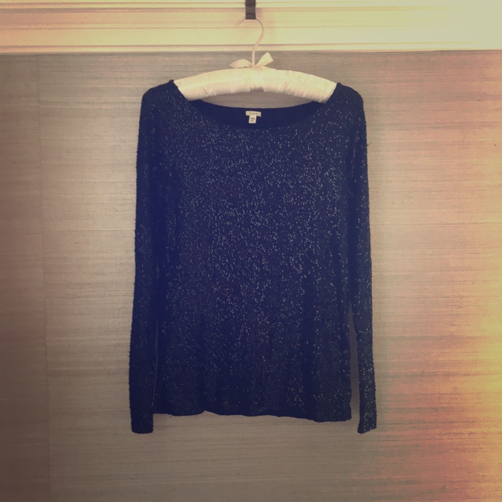 J-Crew black sequin top